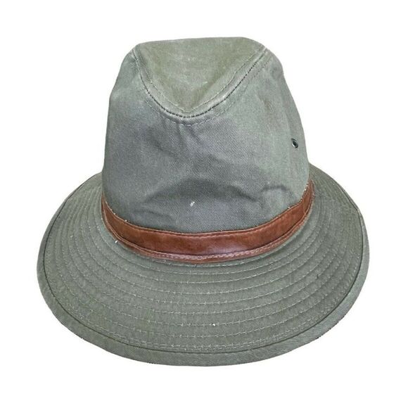Vtg Mens Large Dorfman Pacific Green Outback Fedora Hat Leather Band Classic - Picture 2 of 5